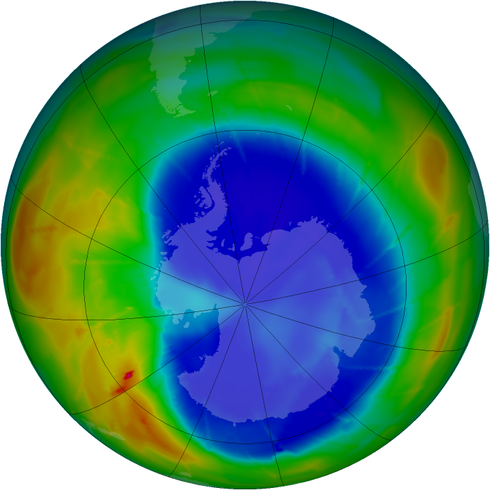Antarctic ozone map for 01 September 2009